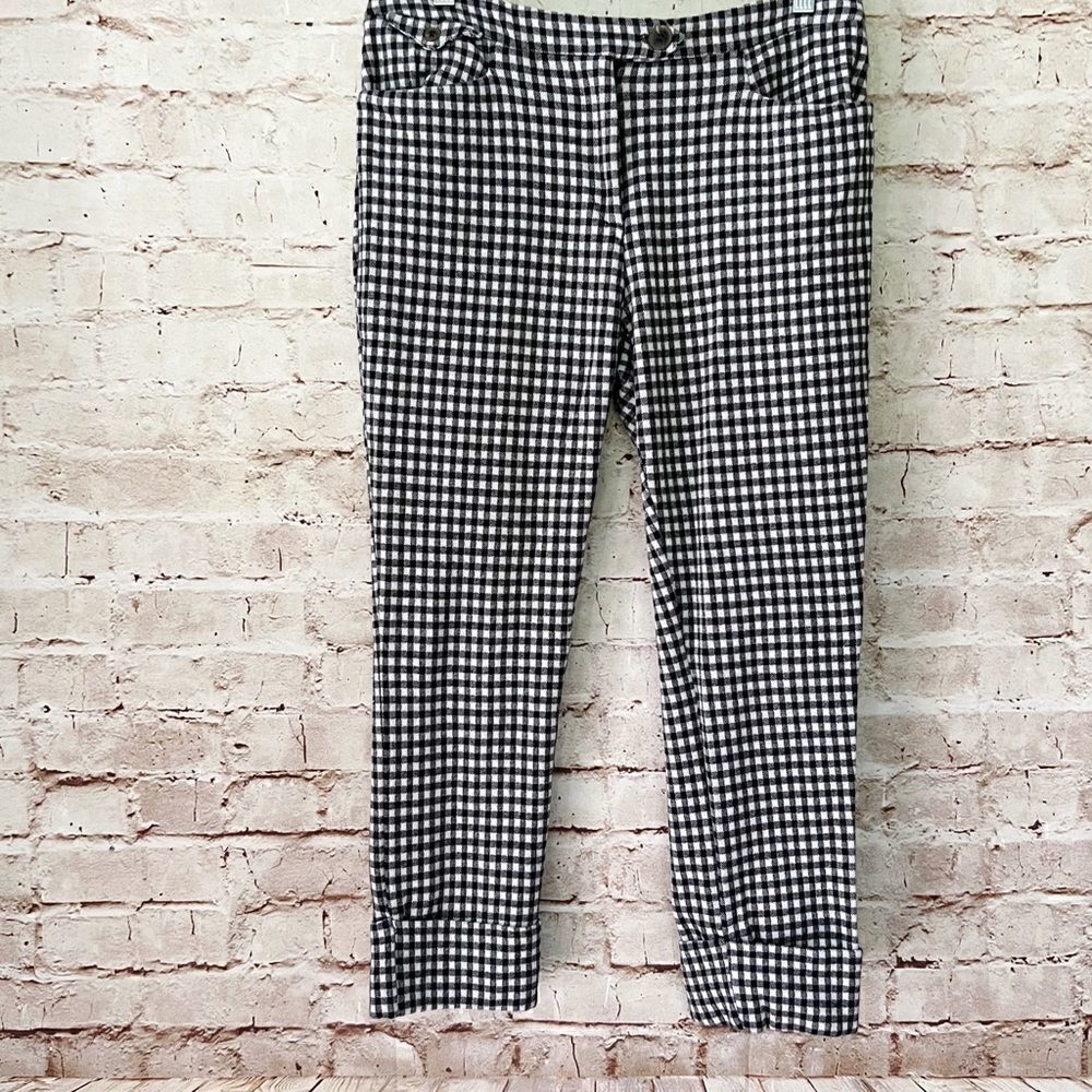 Anthropologie gingham cropped pants knit